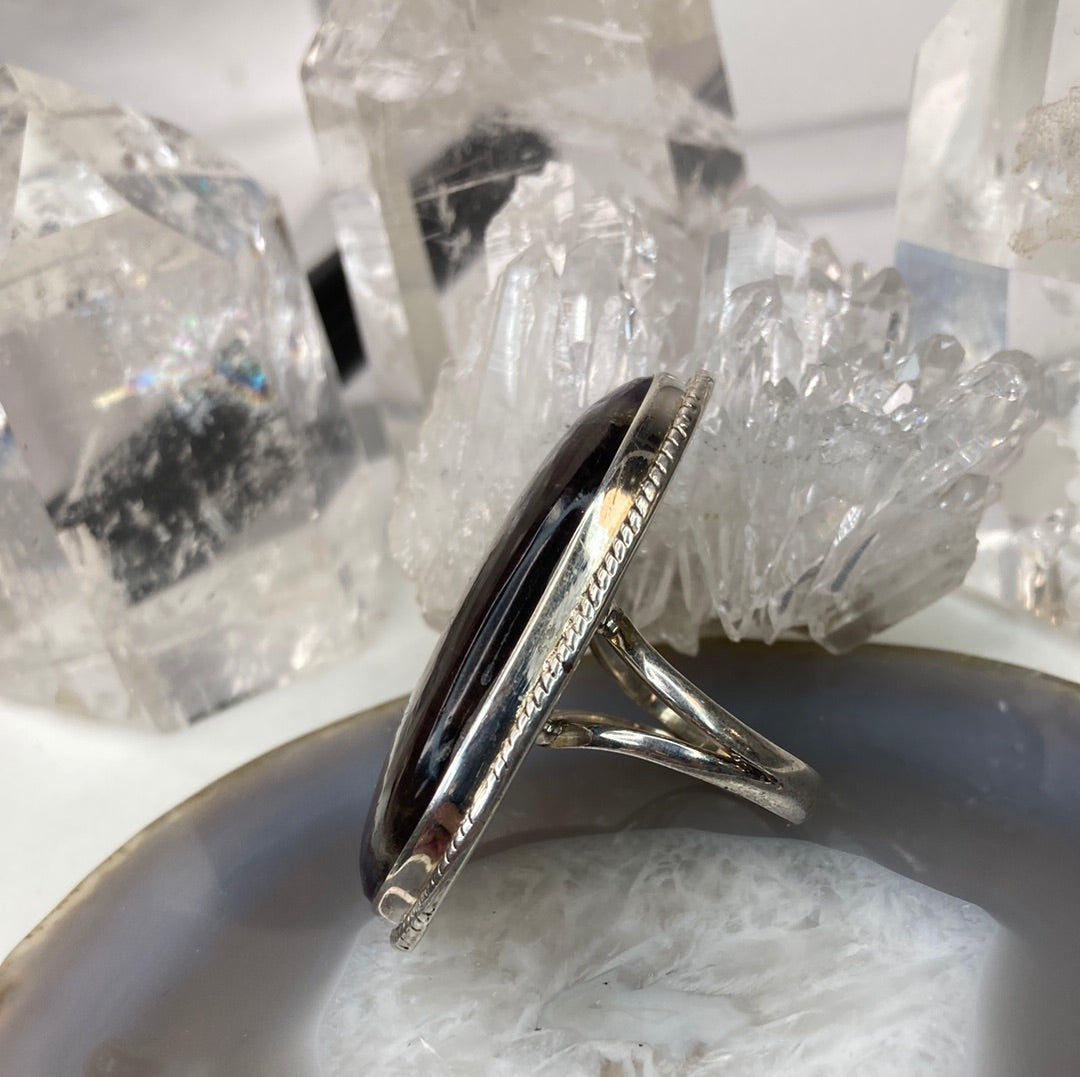 Large sterling silver ametrine ring