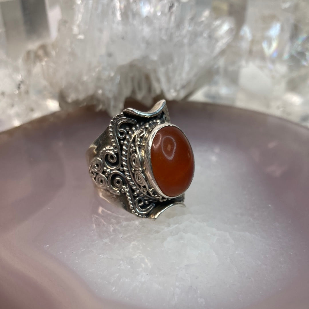 Sterling silver carnelian ring