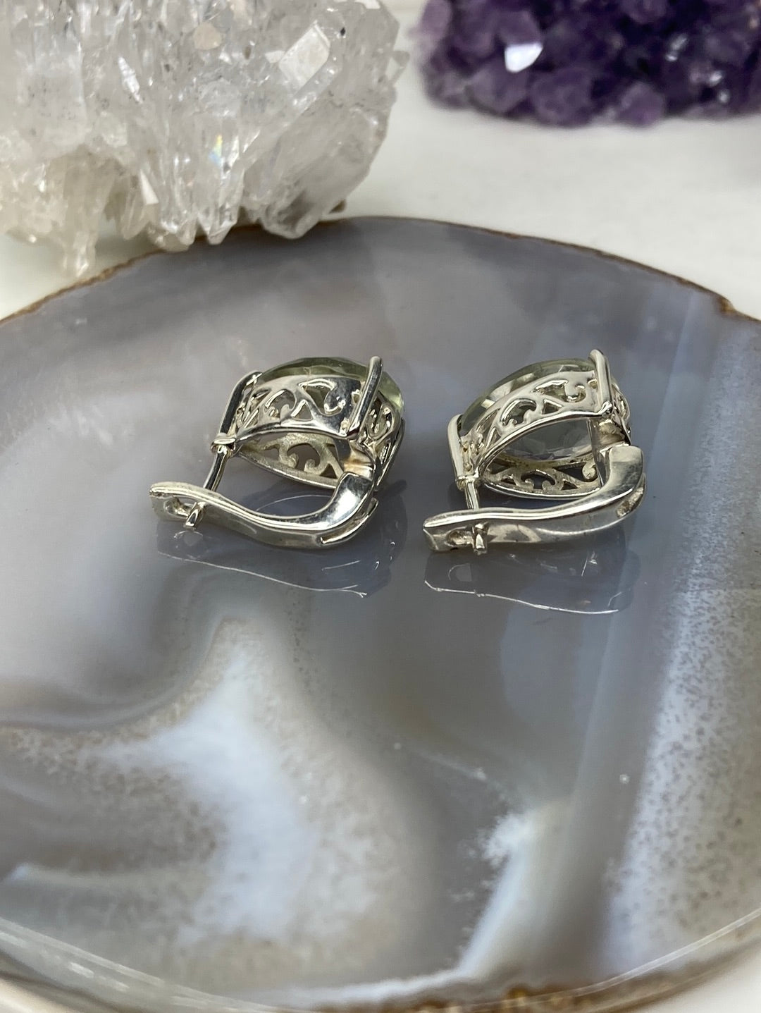 Sterling silver green amethyst earrings