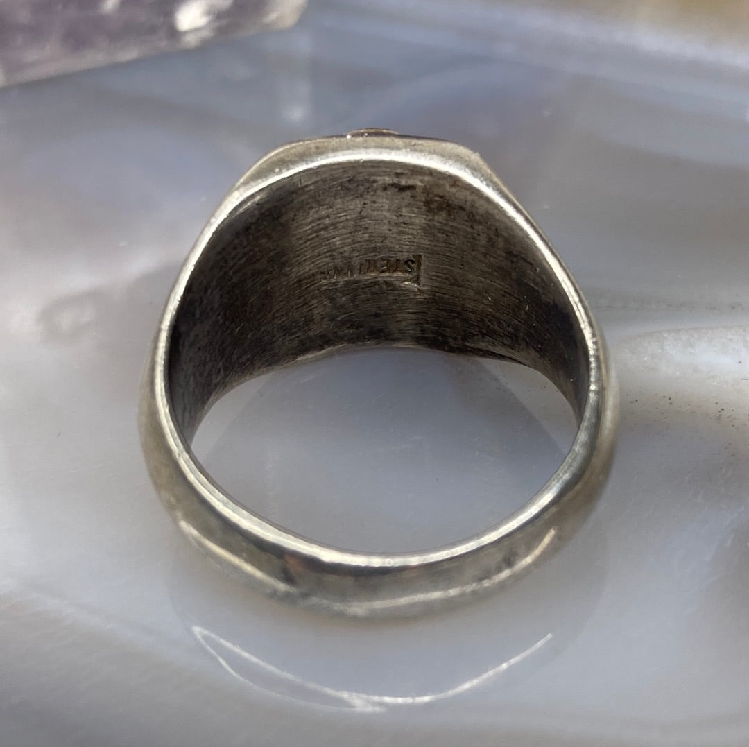Vintage sterling silver thunderbird turquoise ring