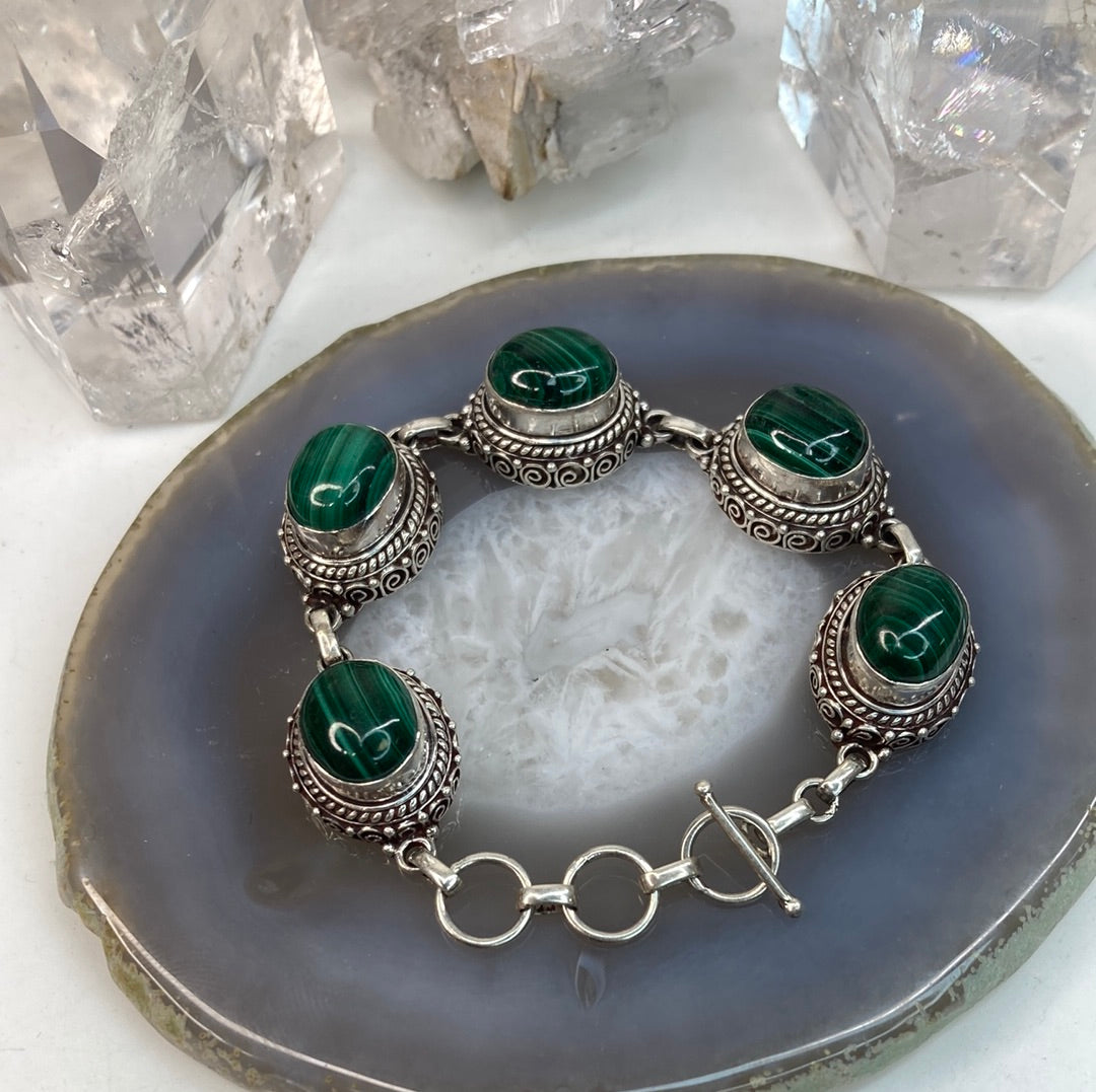 Sterling silver malachite bracelet