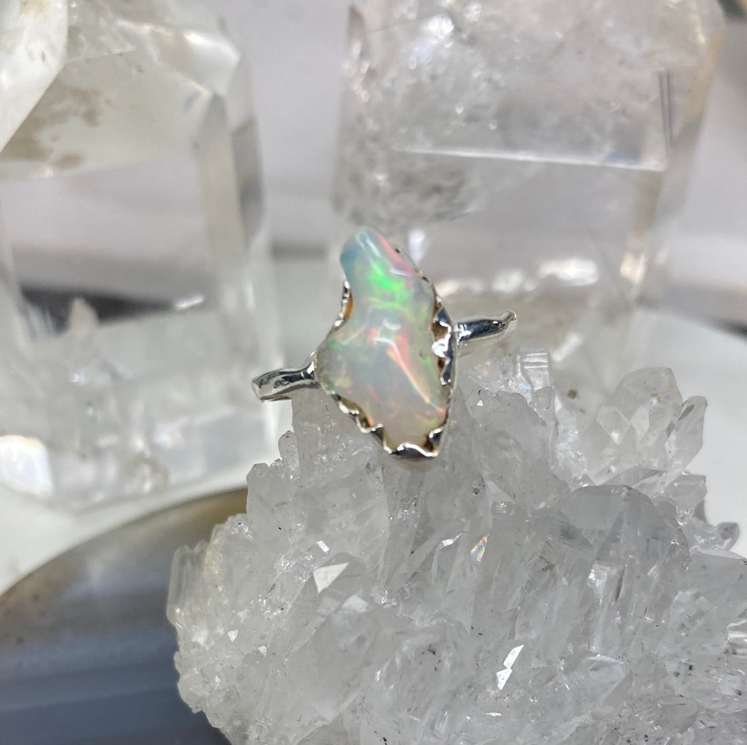 Sterling silver opal ring
