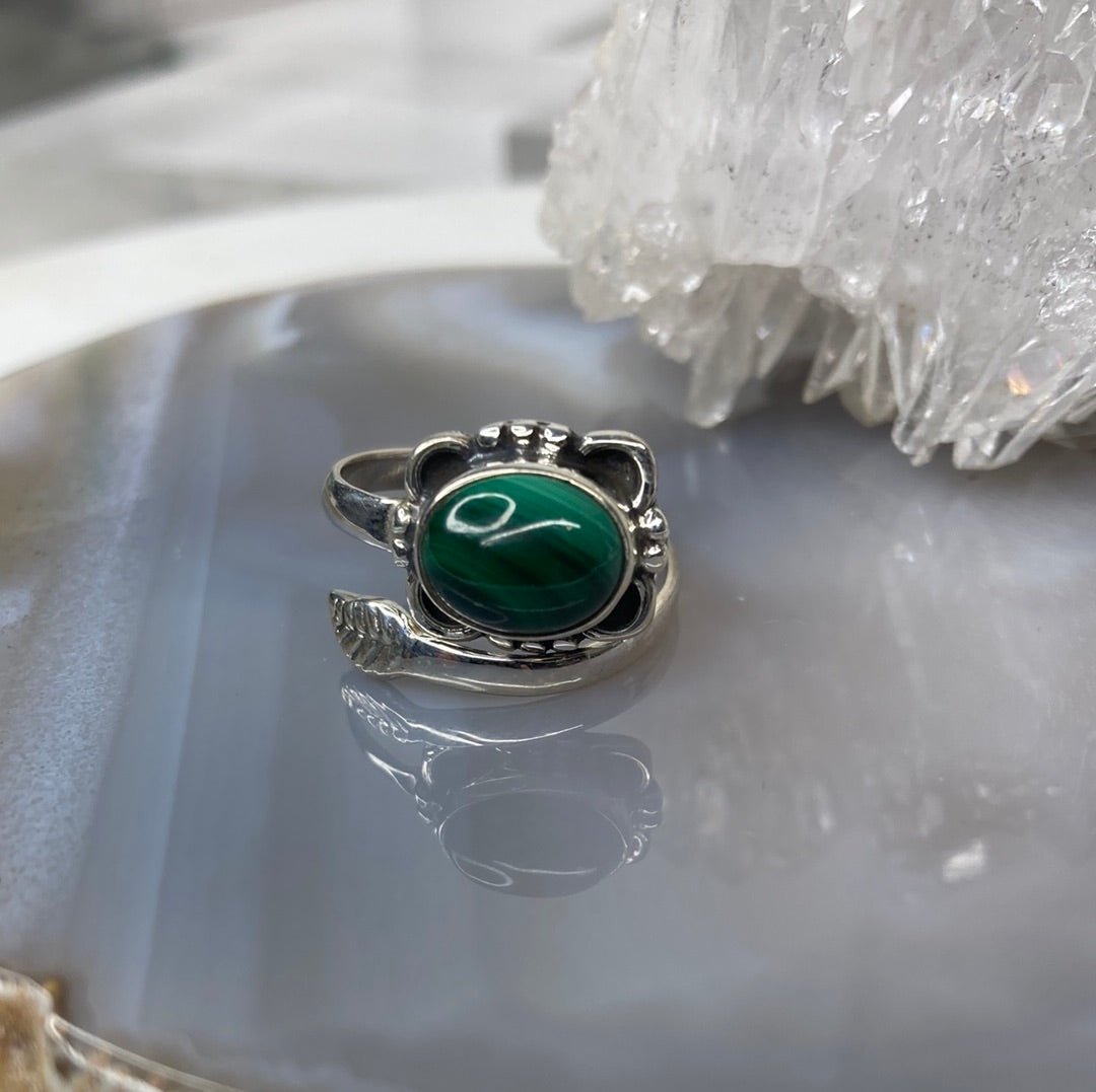 Sterling silver malachite ring