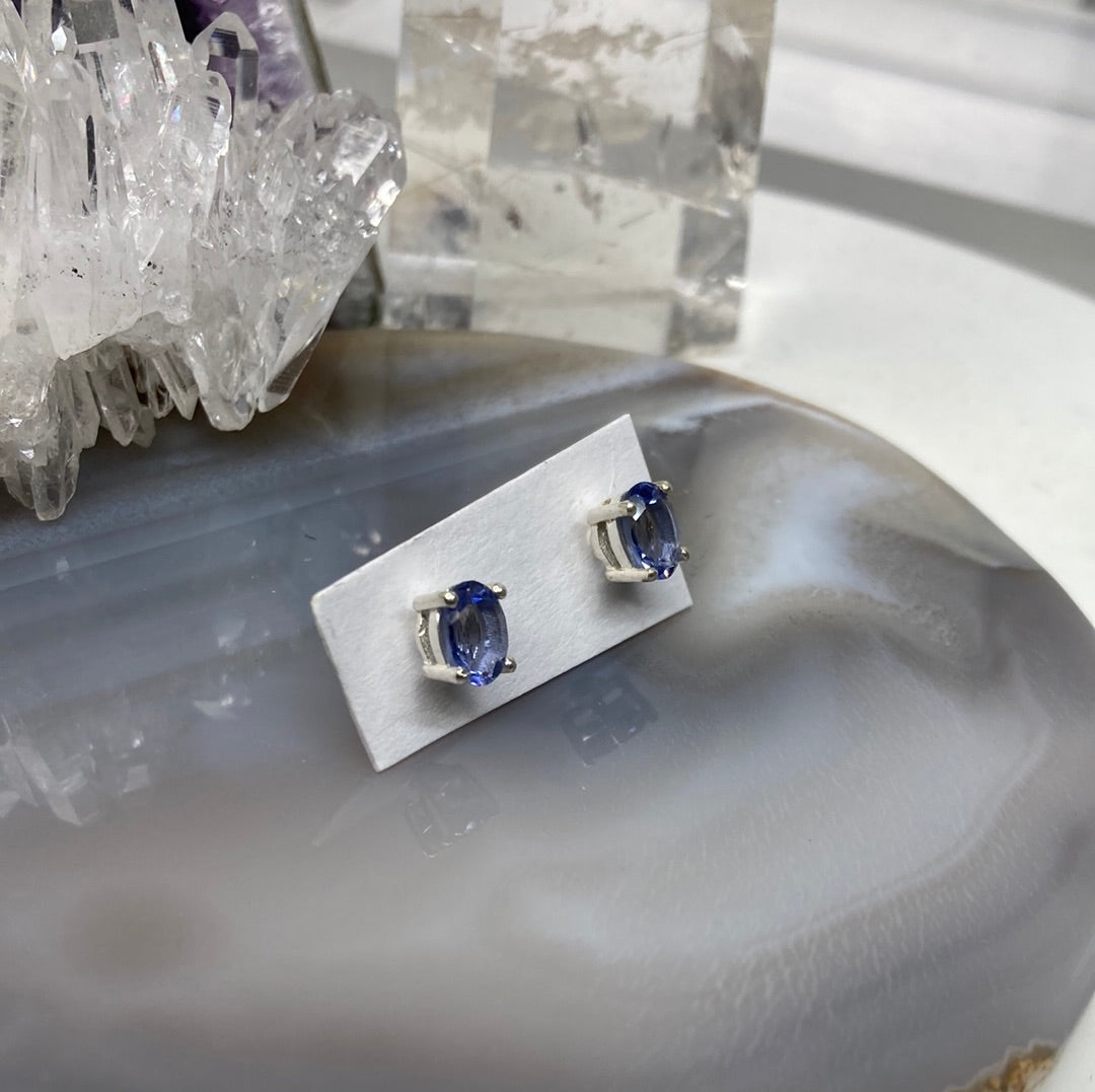 Sterling silver tanzanite stud earrings