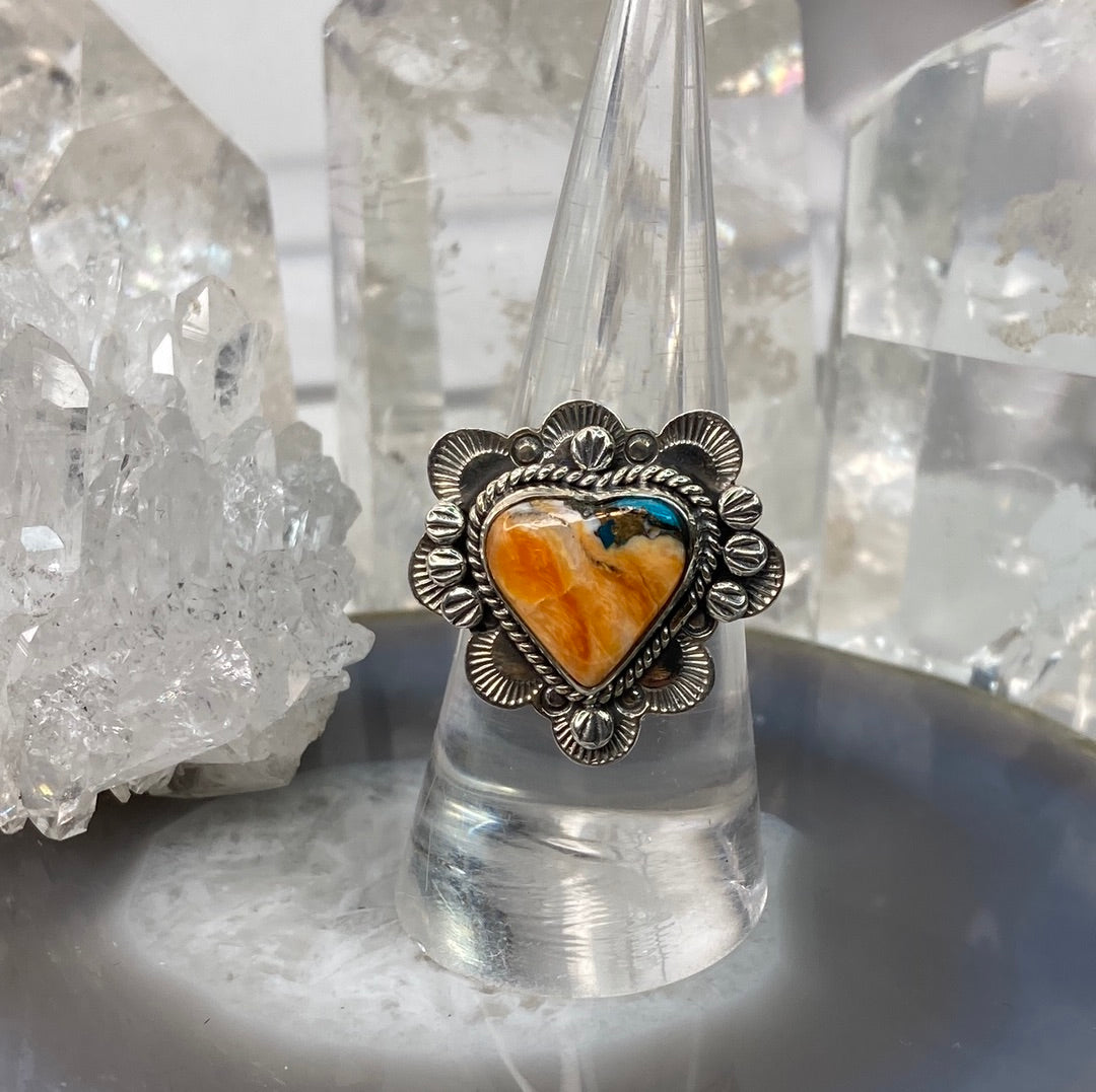 Sterling silver spiney oyster ring