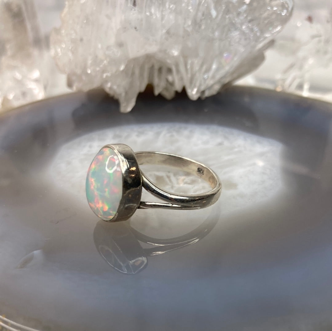 Sterling silver opal ring