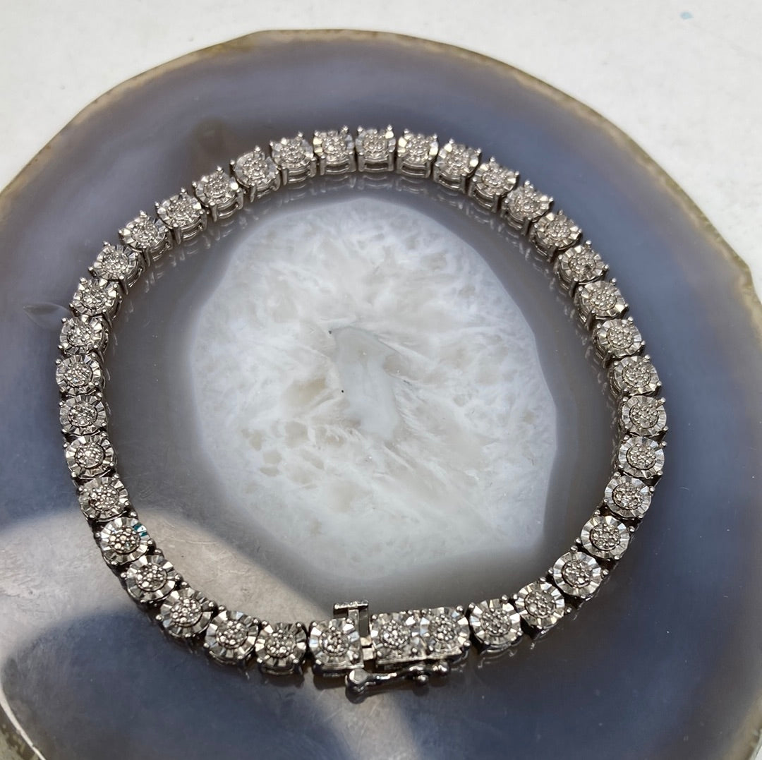Sterling silver diamond bracelet