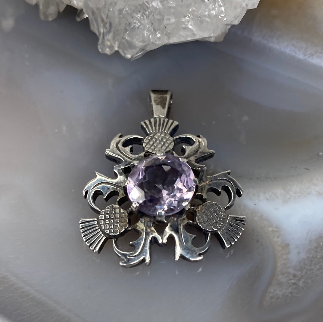 Vintage amethyst thistle pendant
