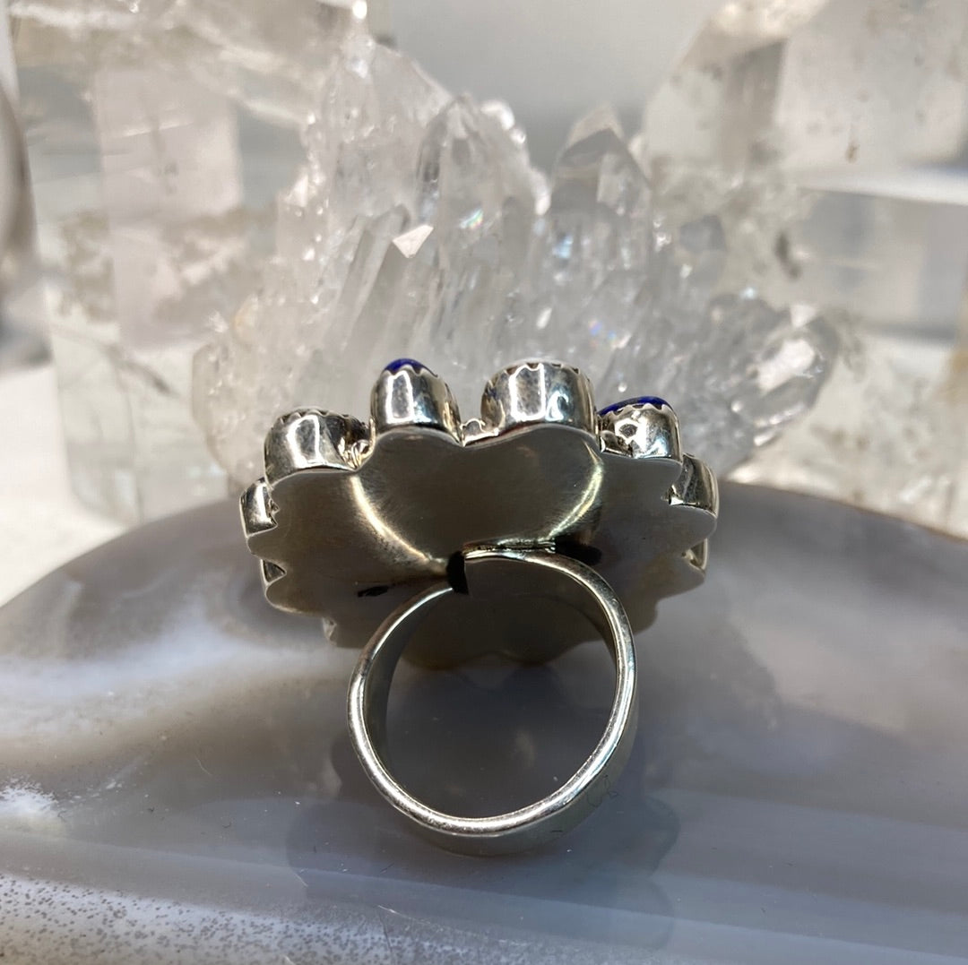 Sterling silver turquoise lapis ring