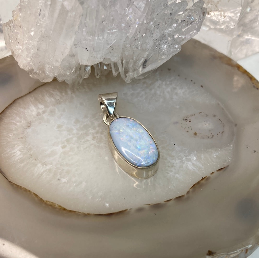 Sterling silver opal pendant