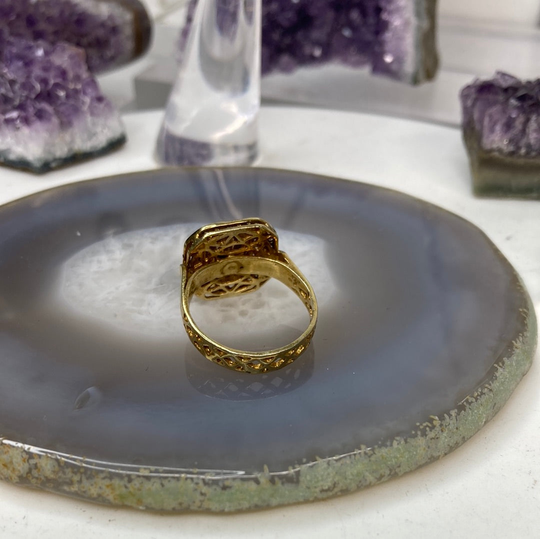 Sterling silver gold vermeil polki diamond ring