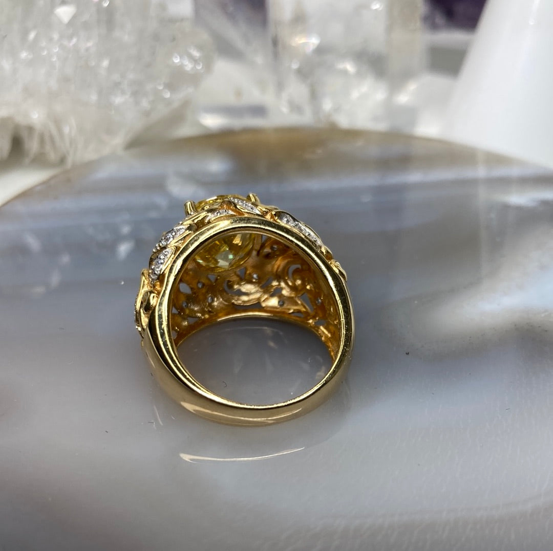 Sterling silver lemon quartz ring