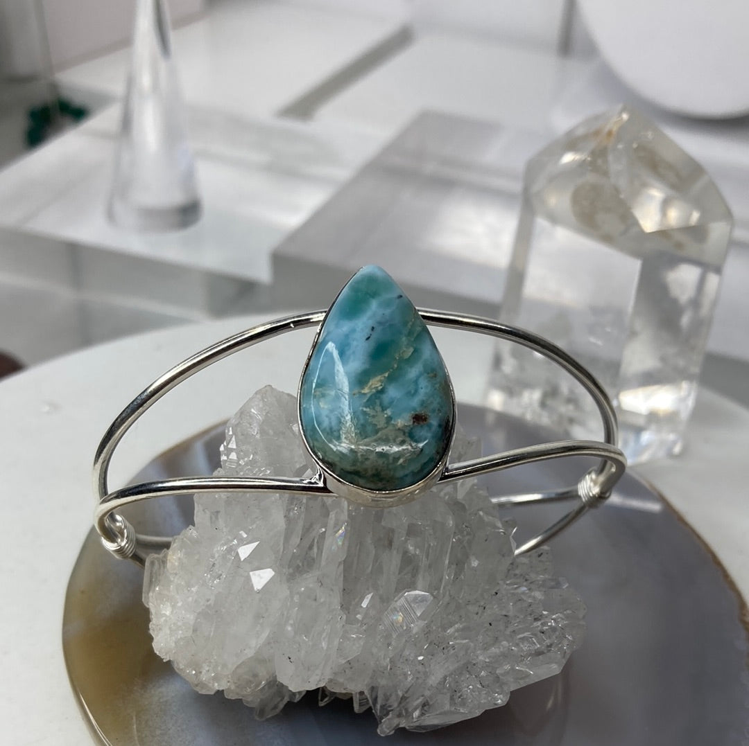 Sterling silver larimar cuff bracelet