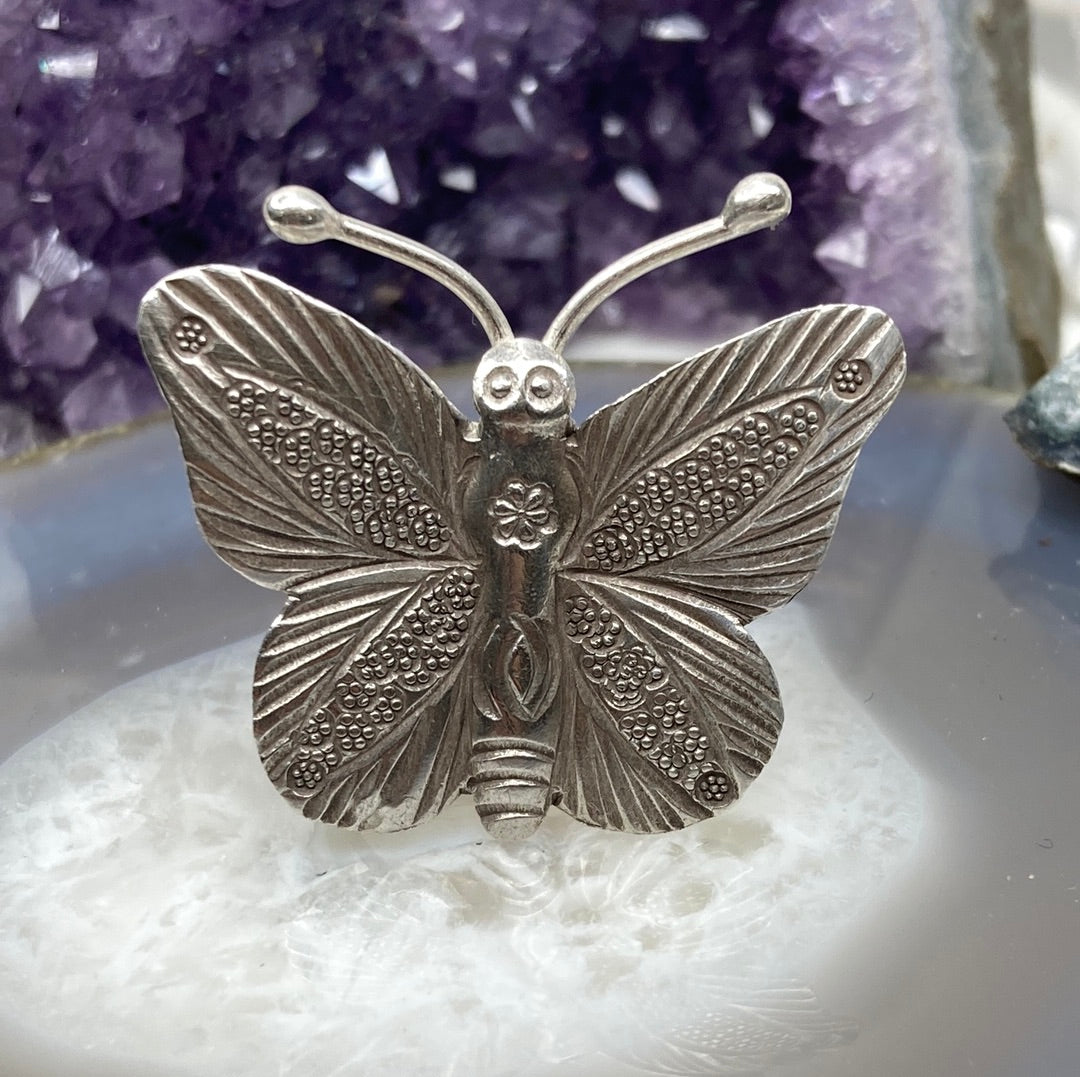 Sterling silver butterfly ring