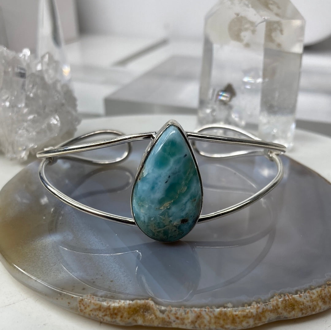 Sterling silver larimar cuff bracelet