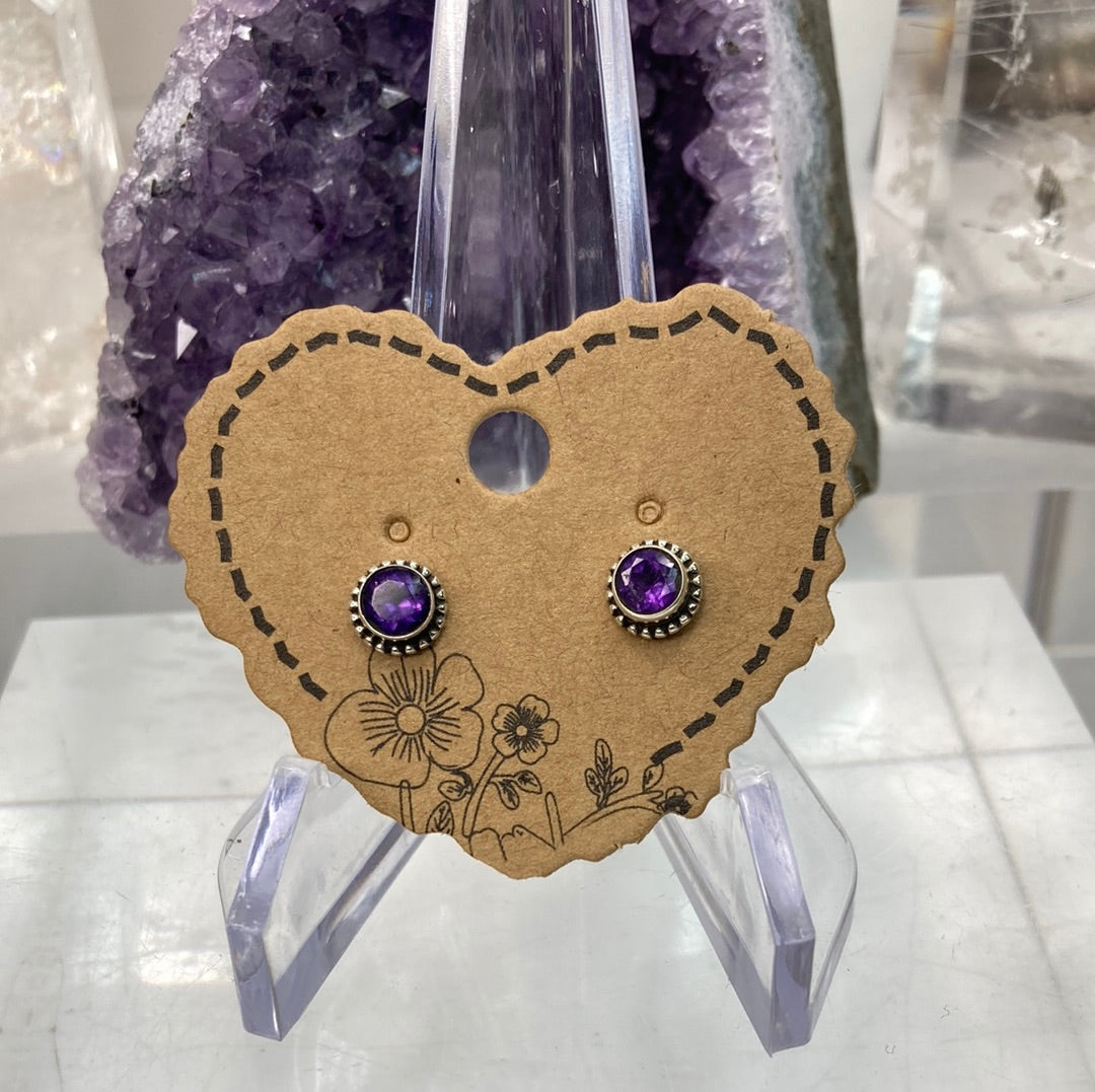 Sterling silver amethyst stud earrings