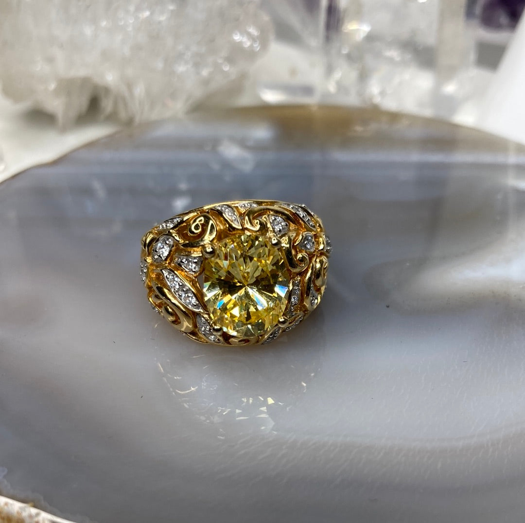 Sterling silver lemon quartz ring