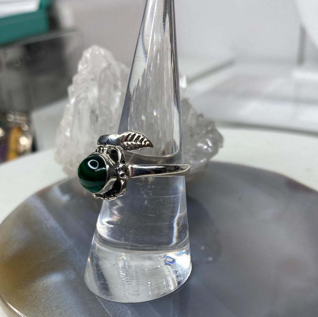 Sterling silver malachite ring