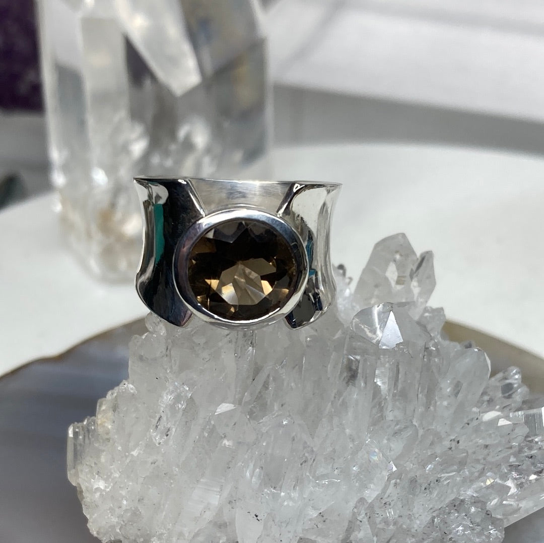 Sterling silver Smokey topaz ring