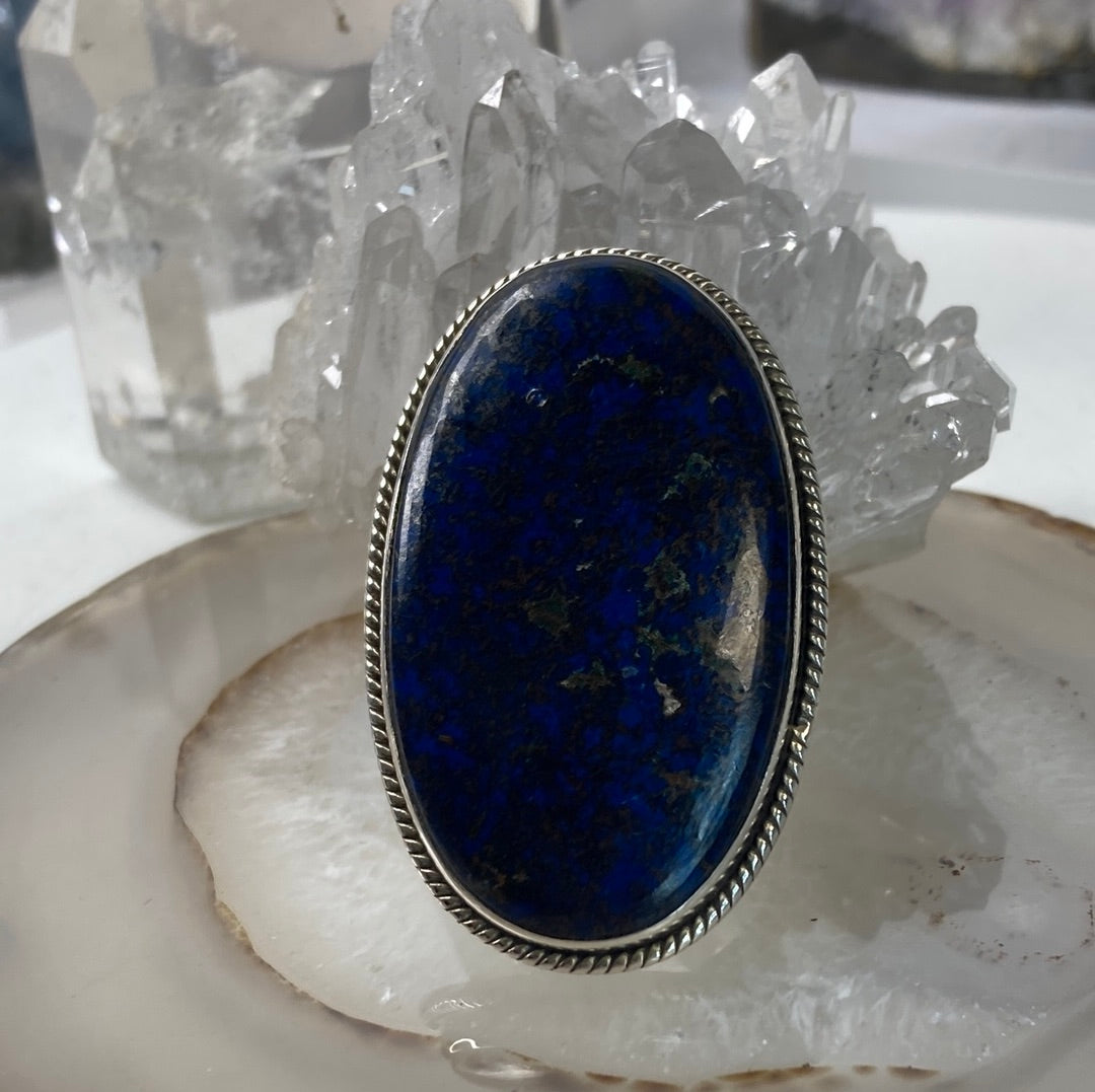 Sterling silver blue gemstone ring