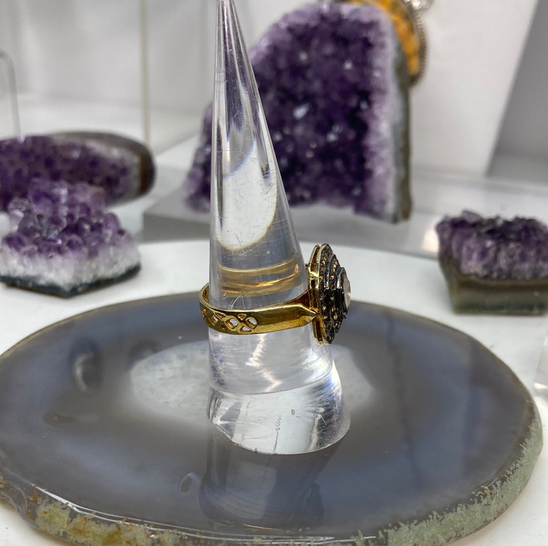 Sterling silver gold vermeil polki diamond ring
