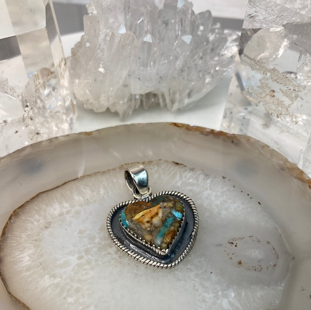 Sterling silver turquoise heart pendant