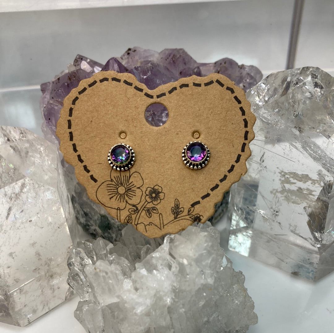 Sterling silver mystic quartz stud earrings