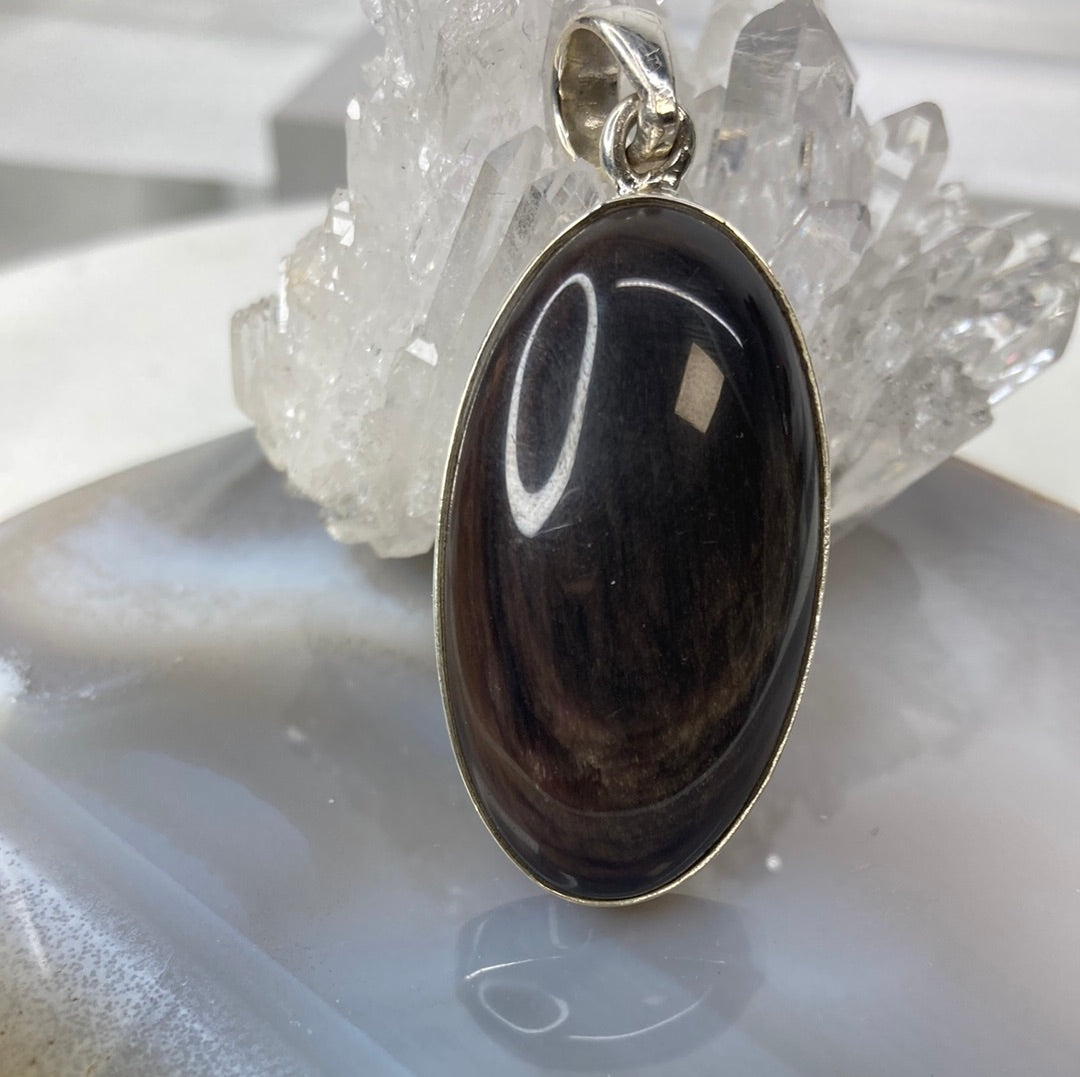 Sterling silver obsidian pendant