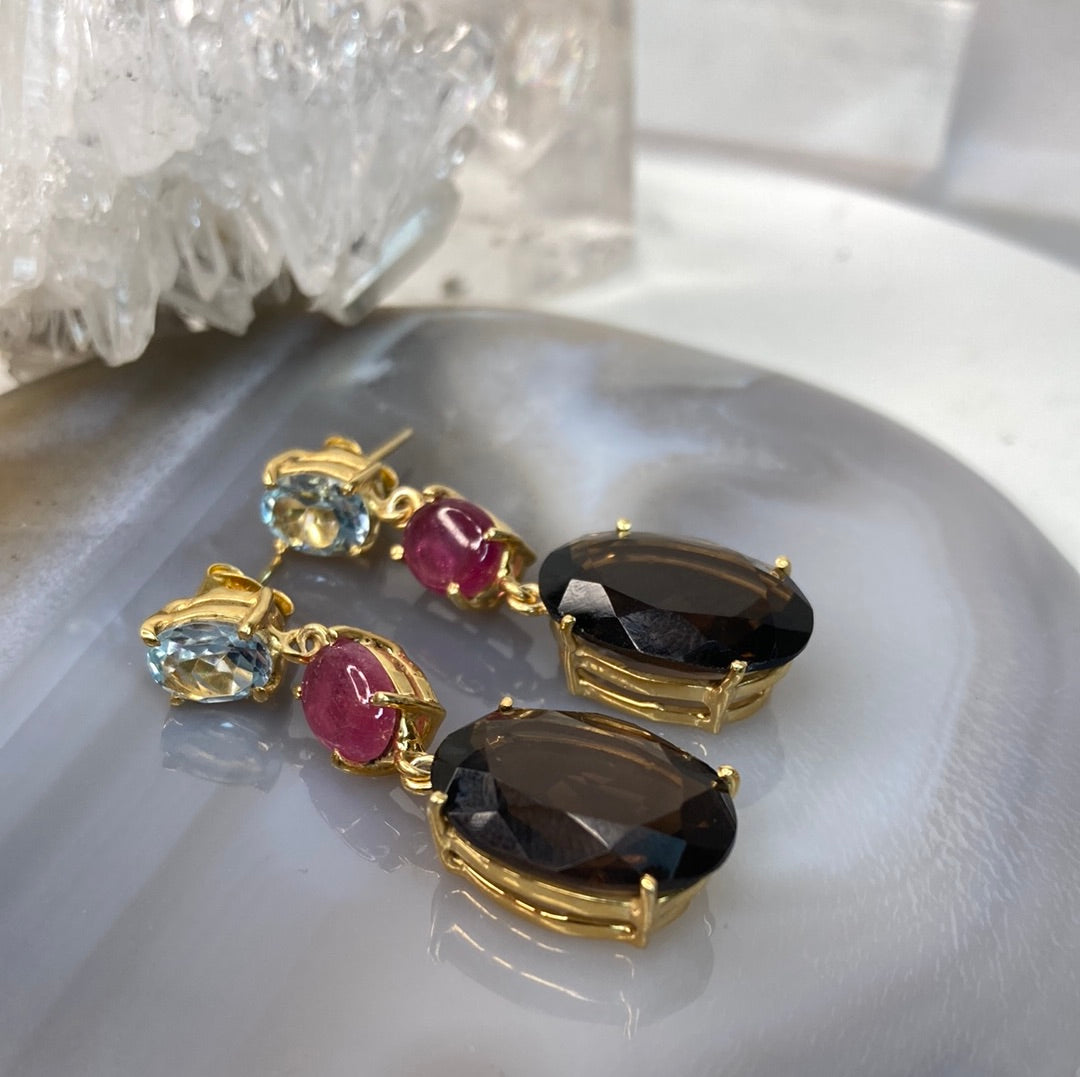 Sterling silver vermeil gemstone earrings
