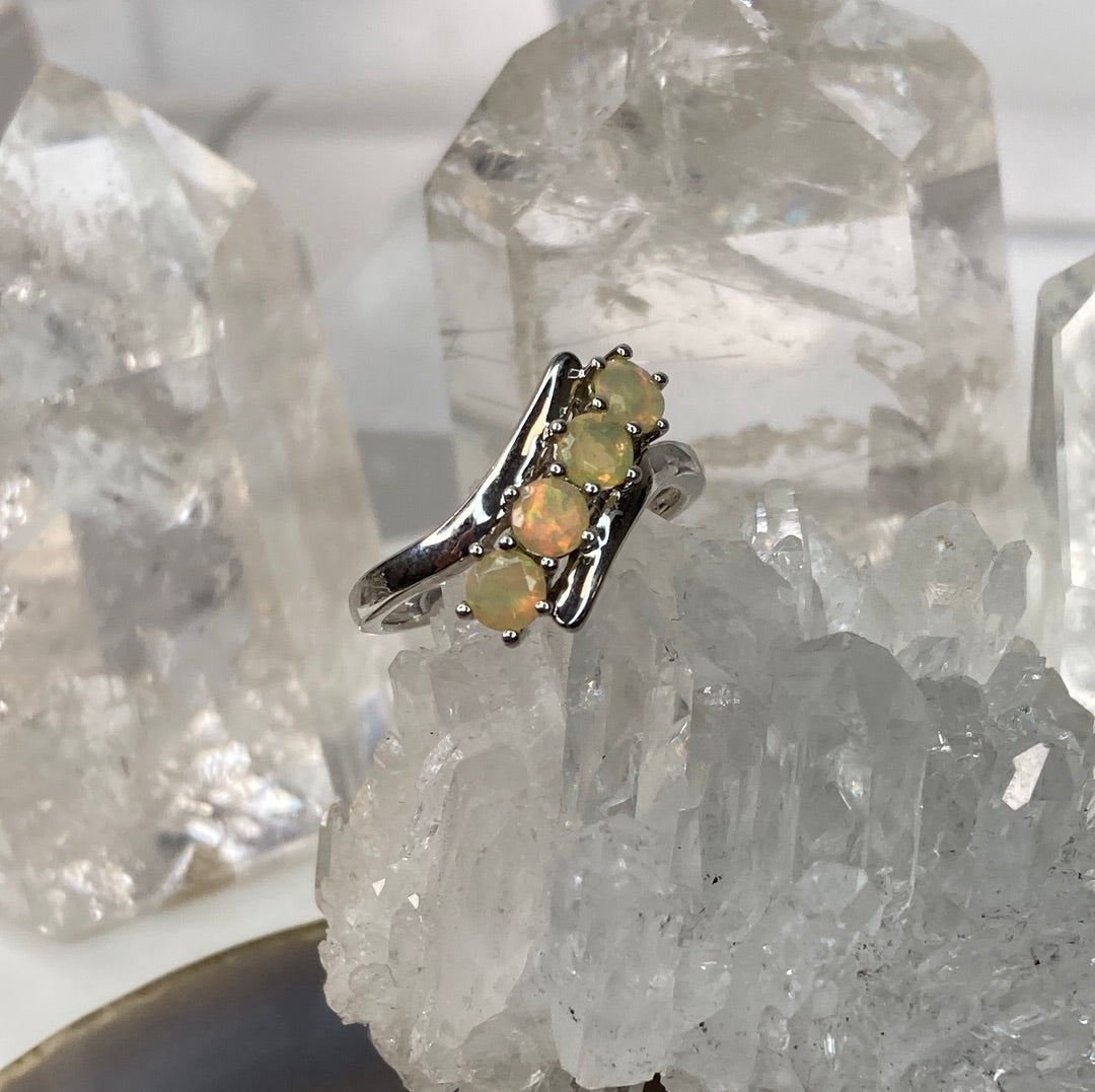 Sterling silver 4 opal ring