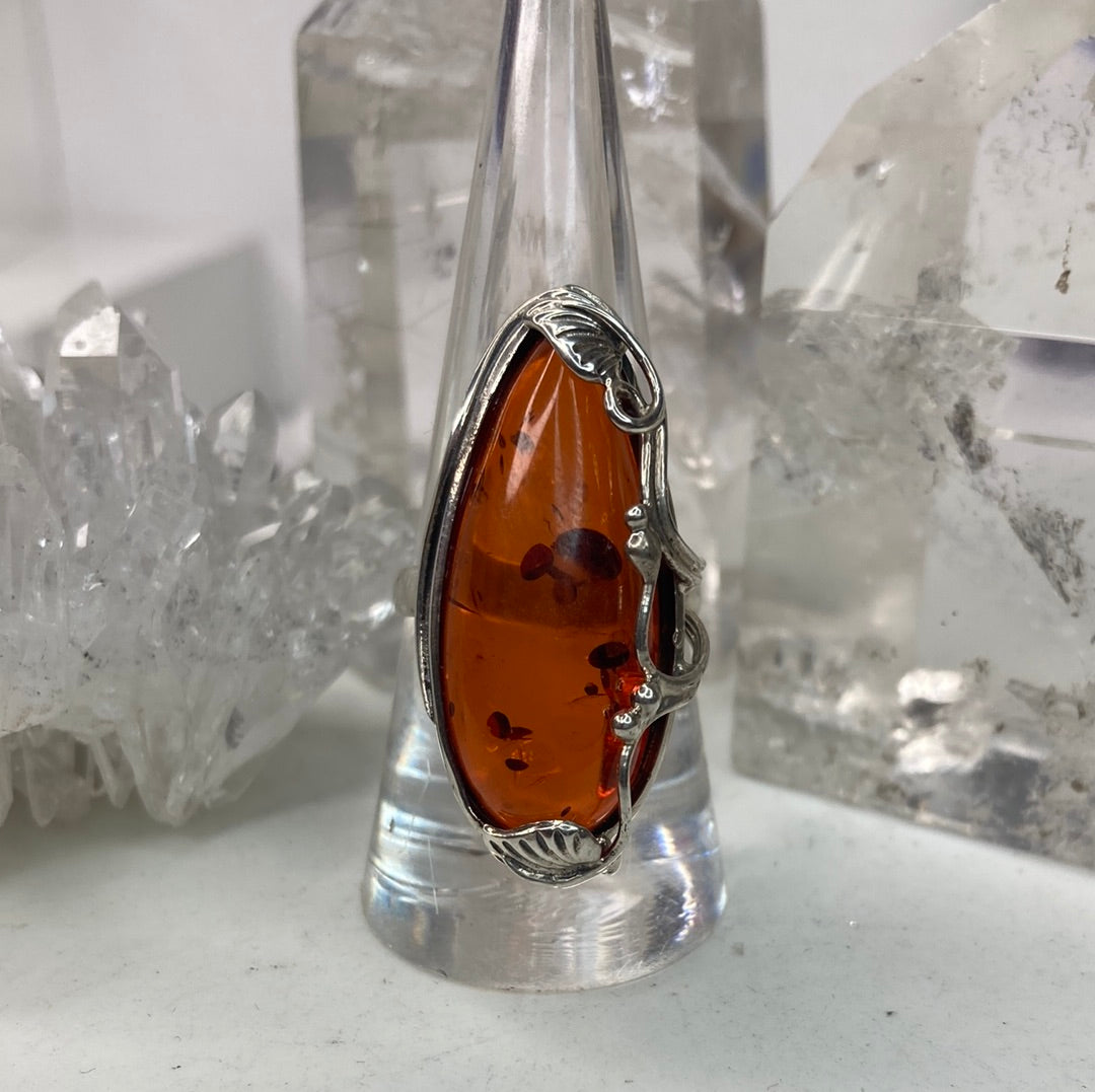 Sterling silver amber ring