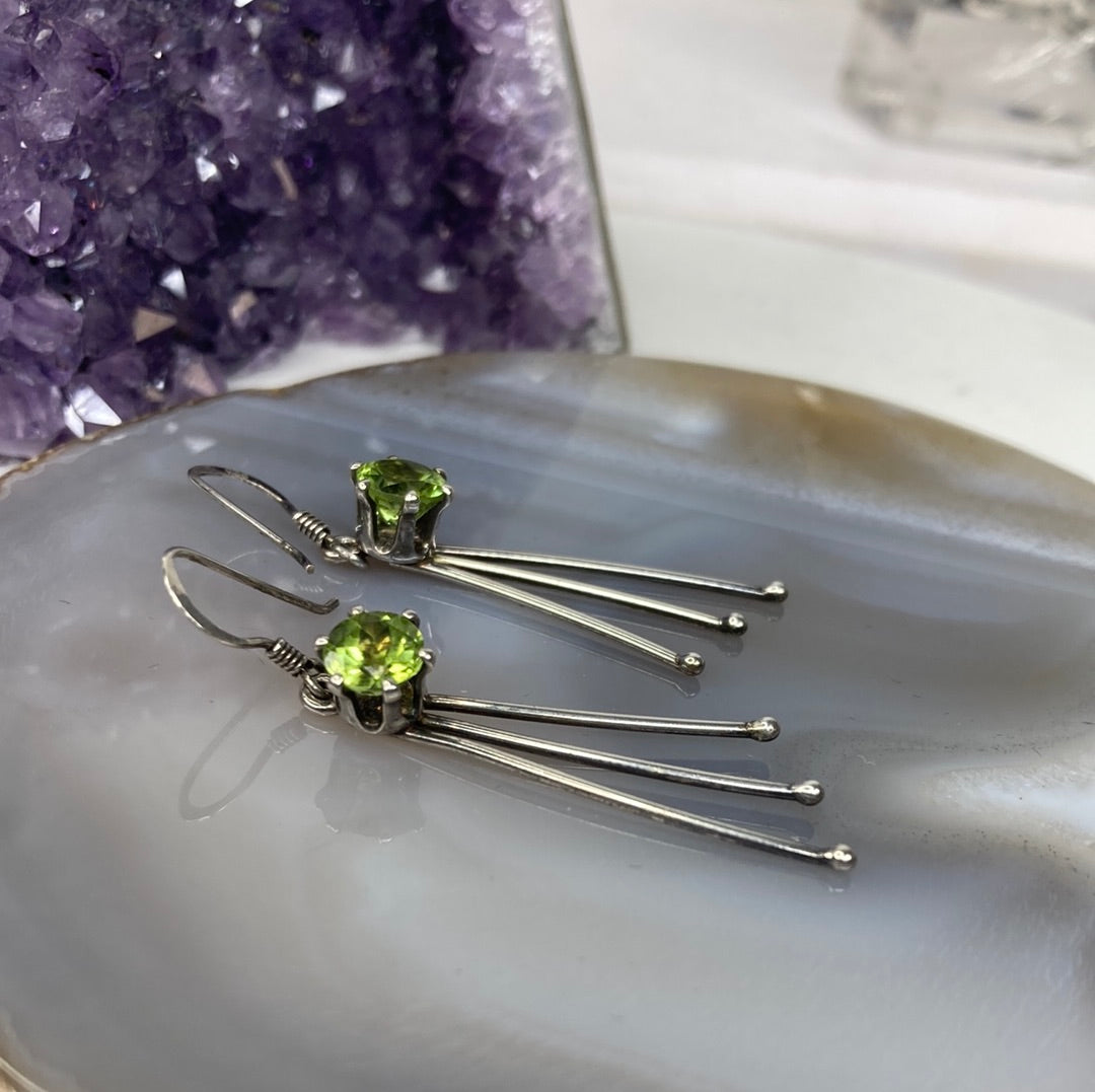 Sterling silver peridot gemstone earrings