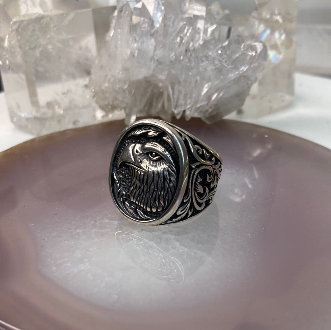Sterling silver eagle ring