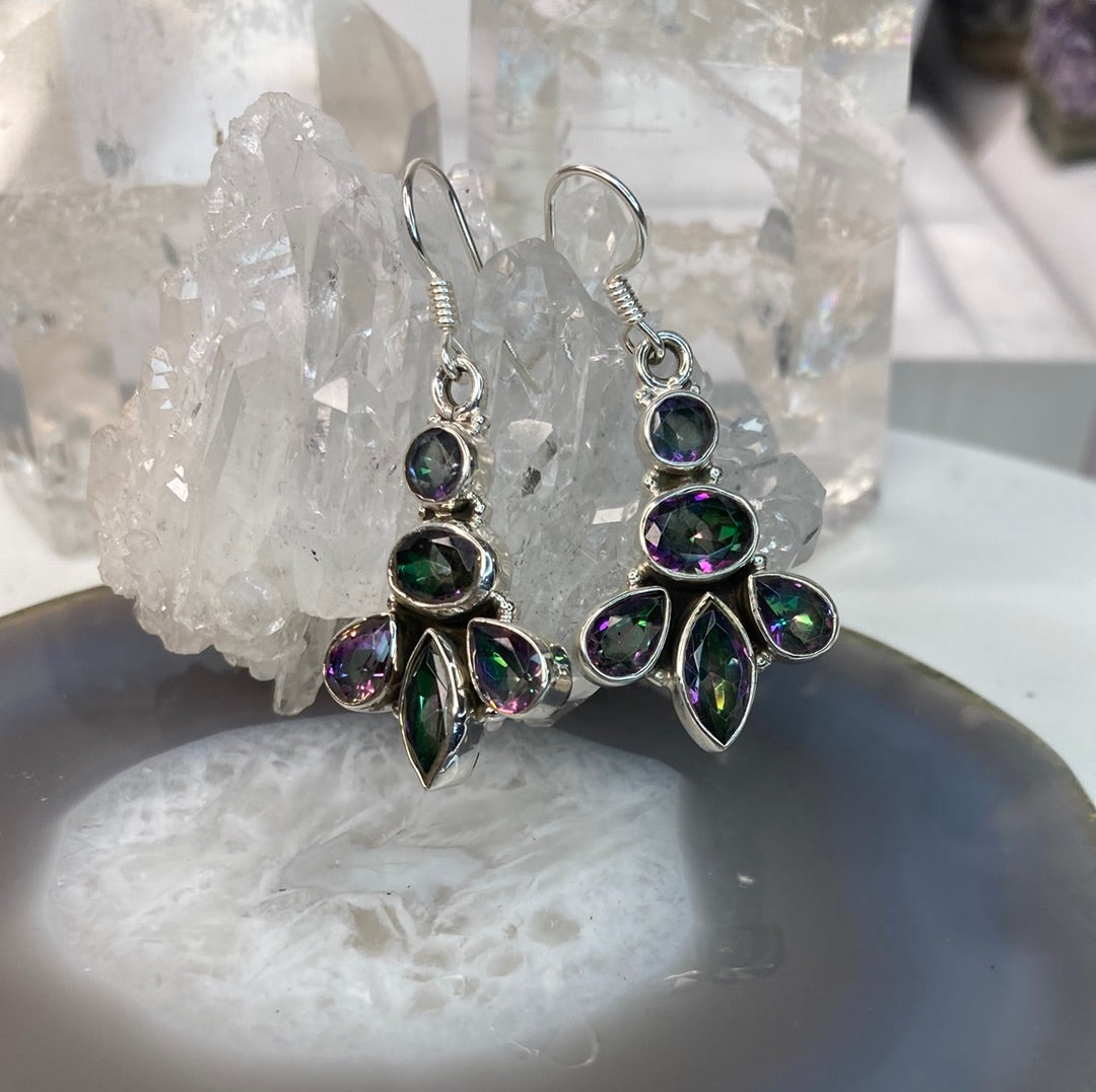 Sterling silver mystic quartz earrings