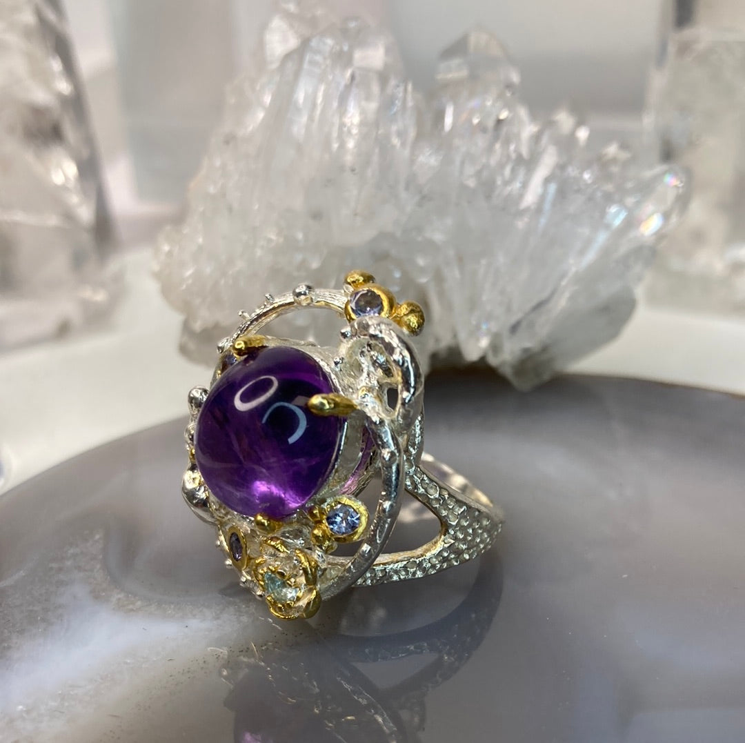 Sterling silver gemstone ring