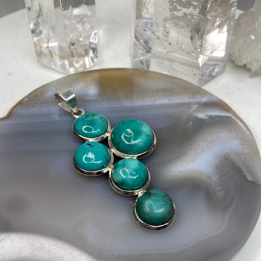 Sterling silver turquoise cross pendant