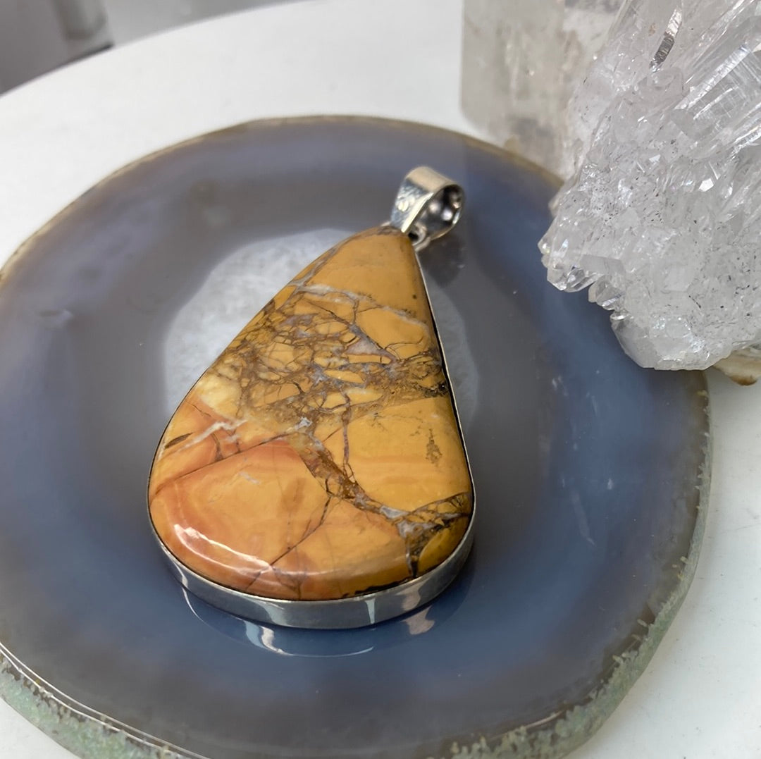 Sterling silver large jasper pendant