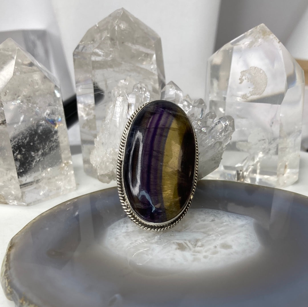 Large sterling silver ametrine ring