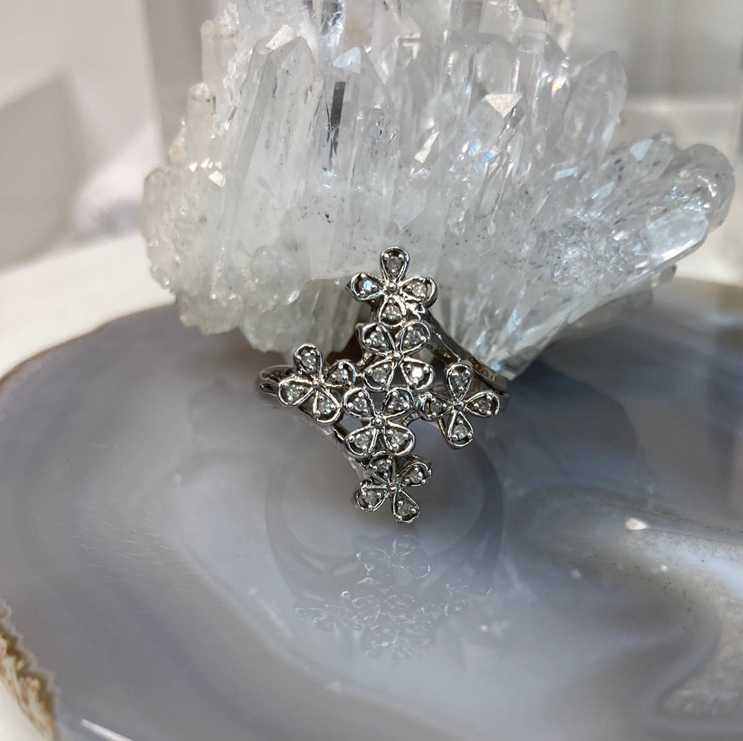 Sterling silver diamond ring