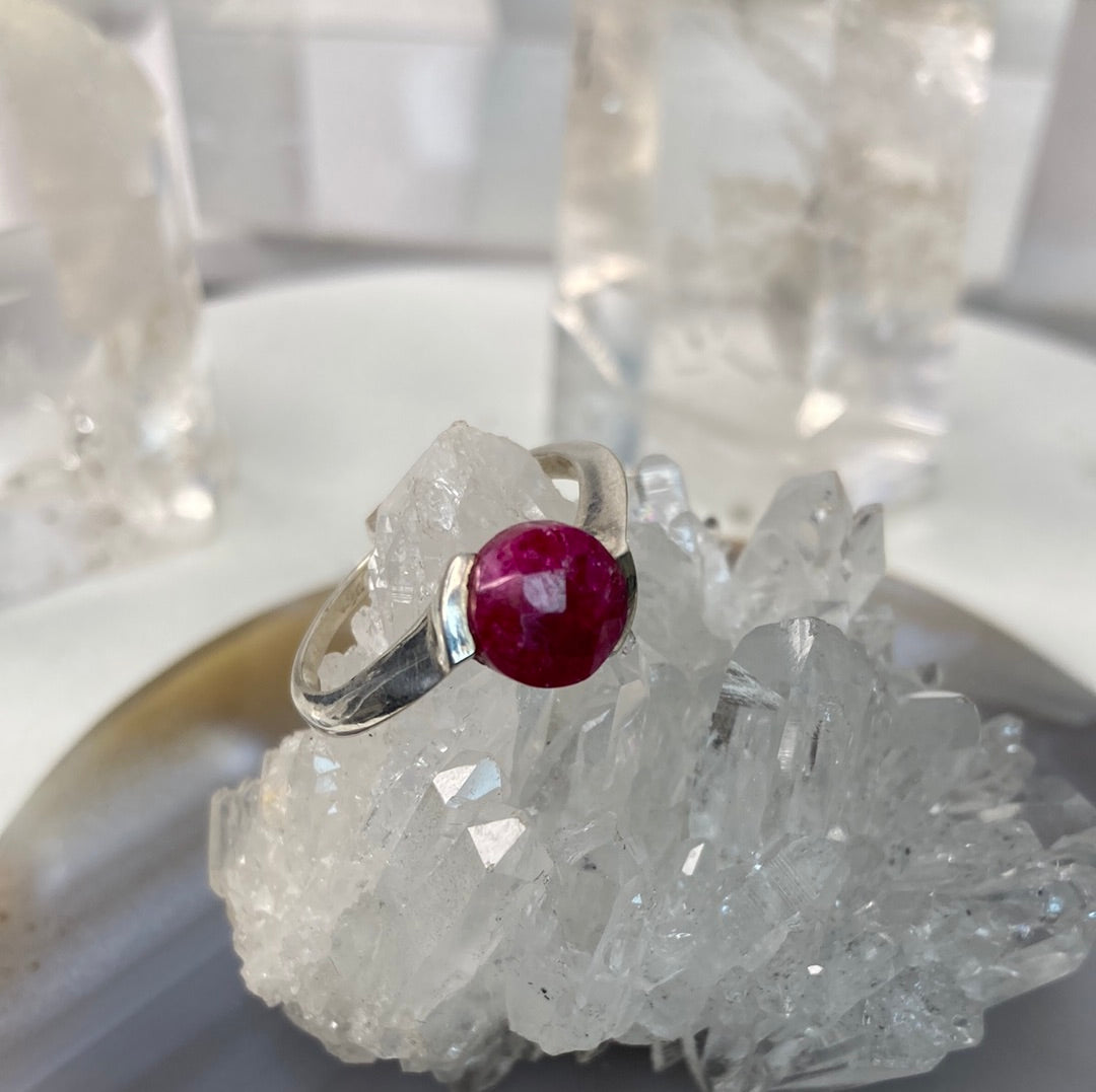 Sterling silver ruby ring