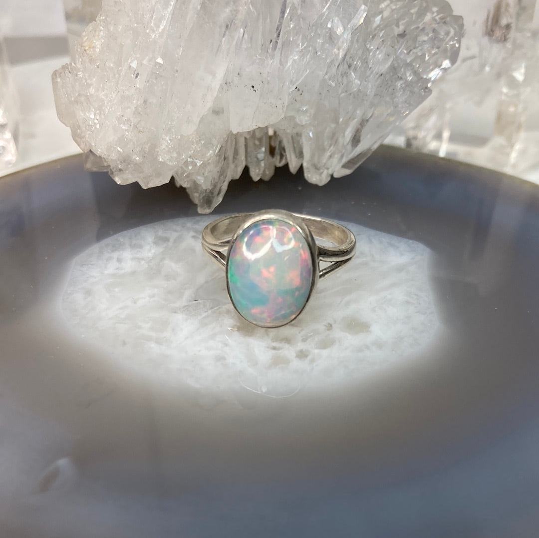 Sterling silver opal ring