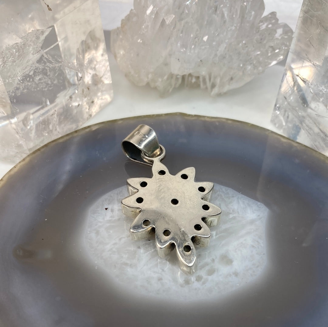 Sterling silver citrine flower cluster pendant