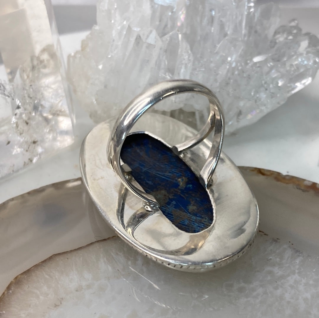 Sterling silver blue gemstone ring