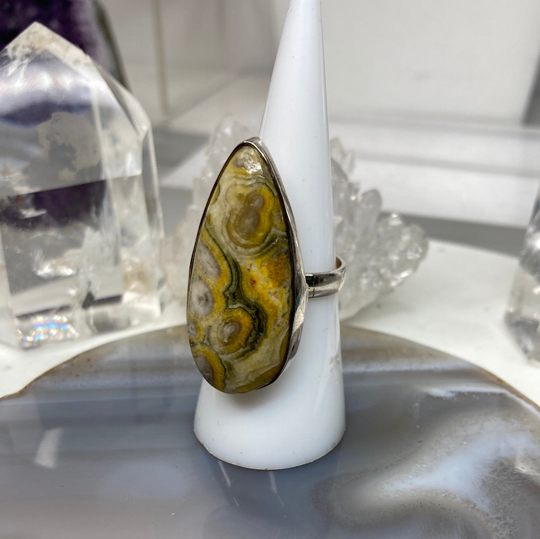 Sterling silver bumblebee jasper ring