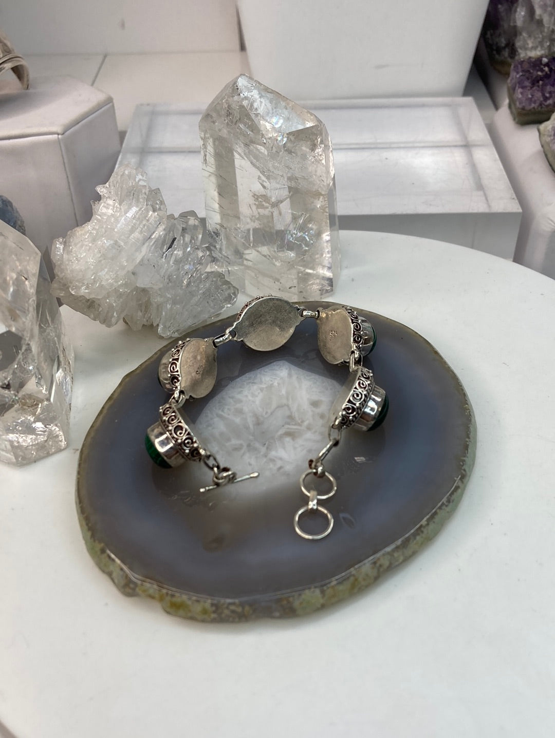 Sterling silver malachite bracelet