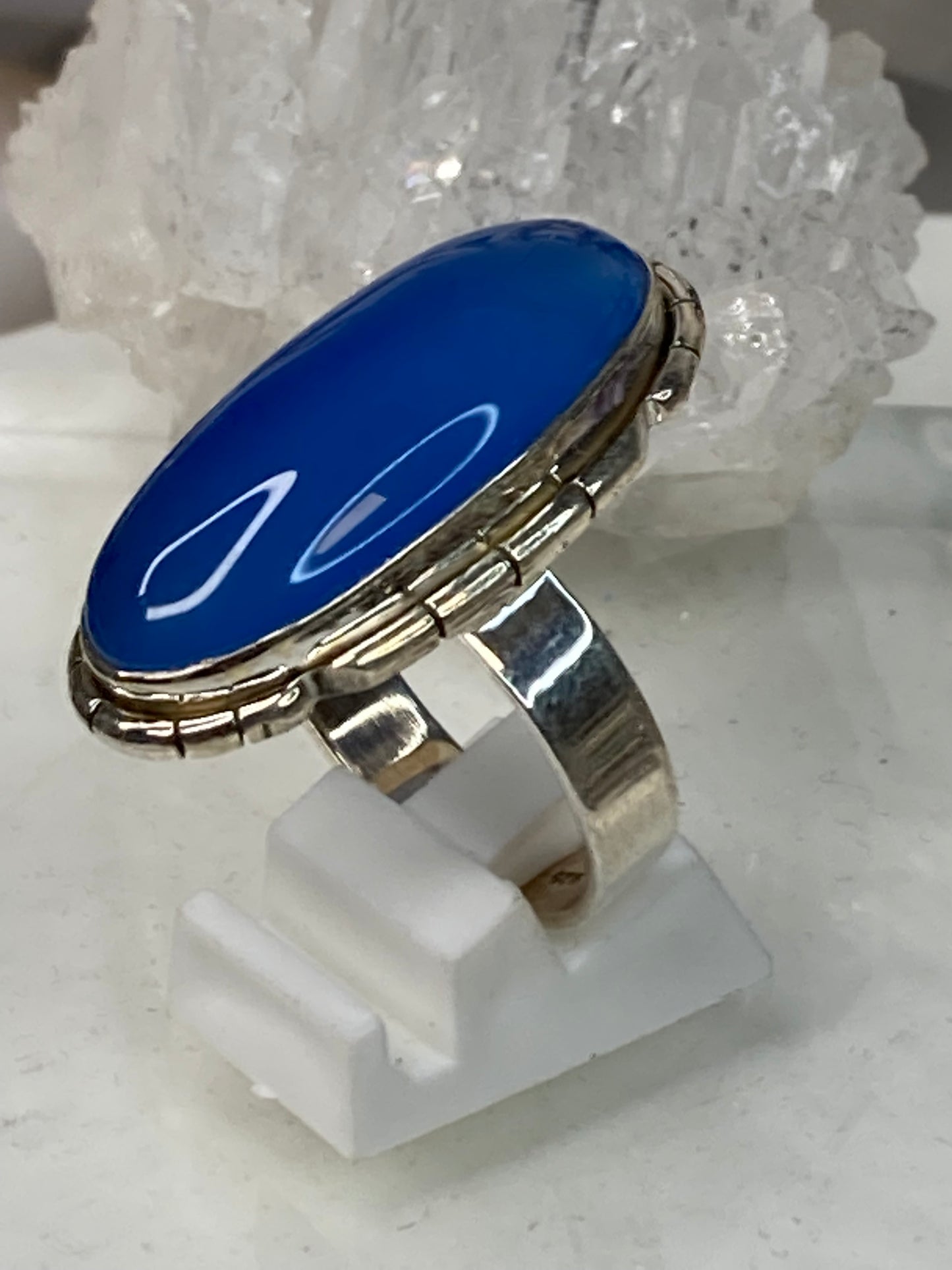 Sterling silver blue chalcedony ring