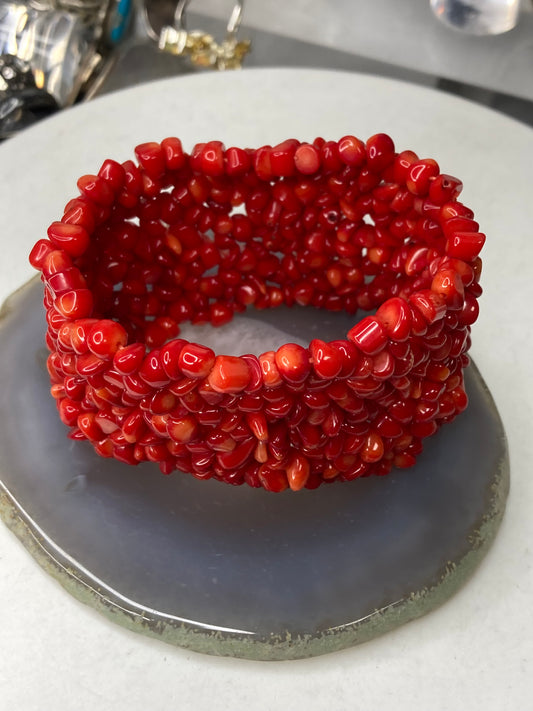 Red coral bead bracelet