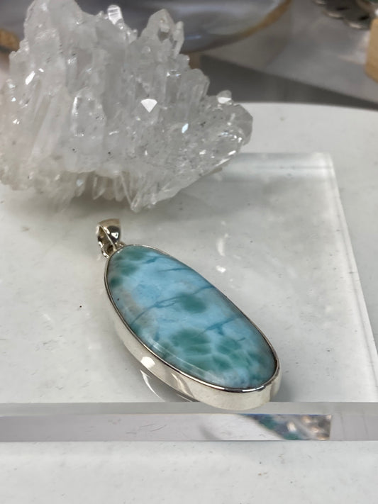 Sterling silver larimar pendant