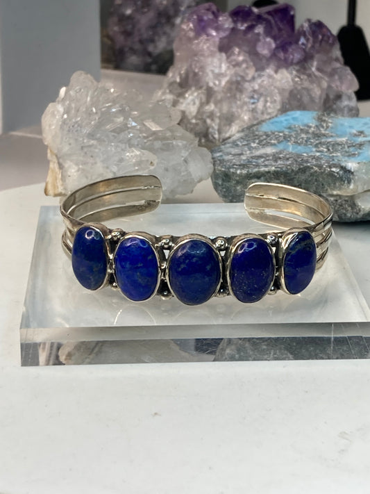 Sterling silver lapis cuff bracelet