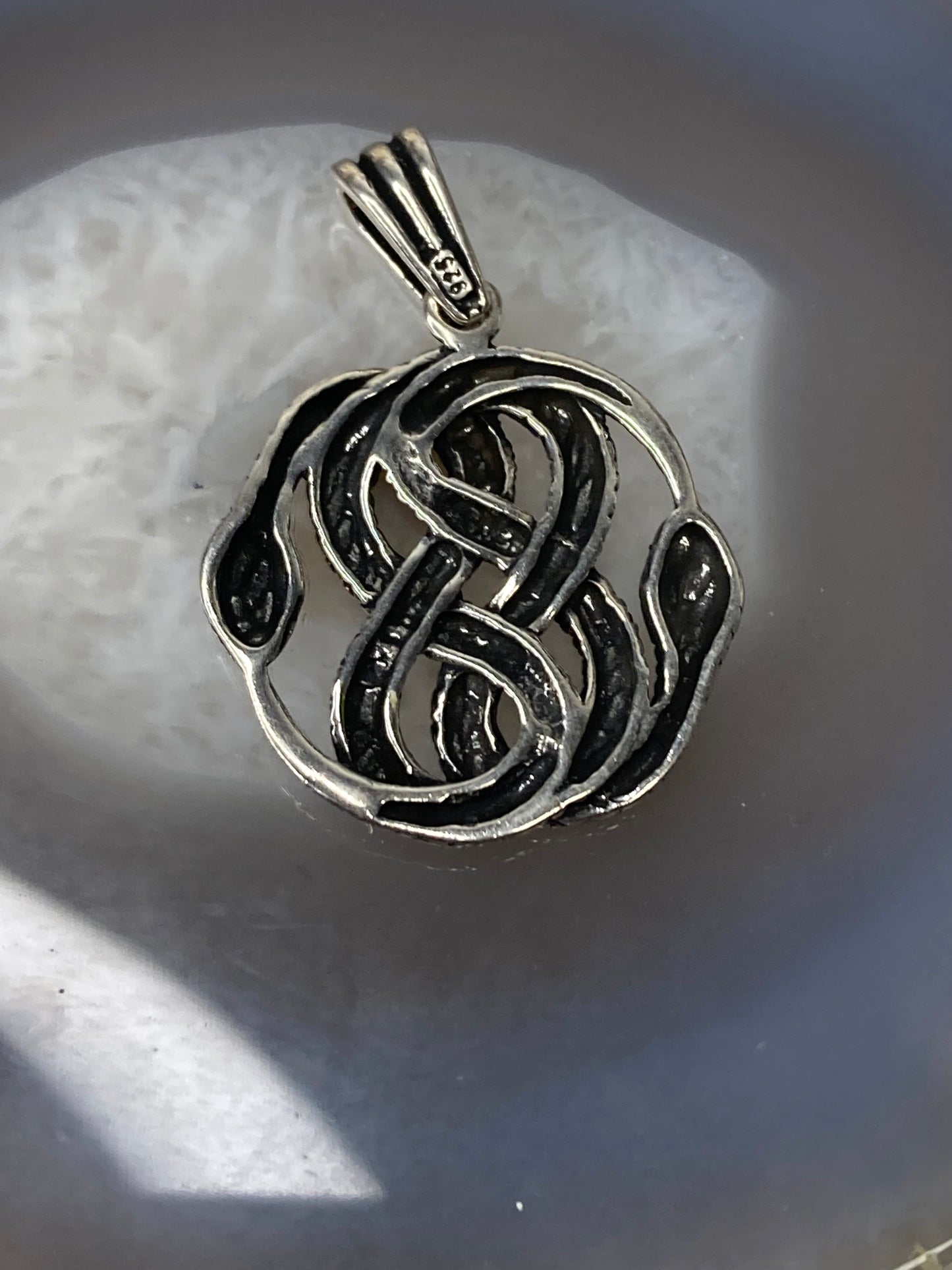 Sterling silver double head snake pendant